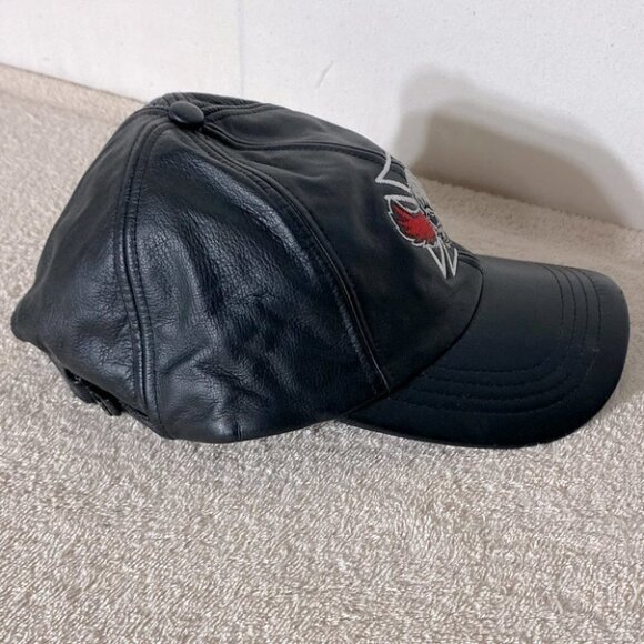 Black Lambskin Leather Hat - Picture 2 of 12